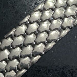 Big Bold polished sterling silver link stampato statement bracelet vintage QVC